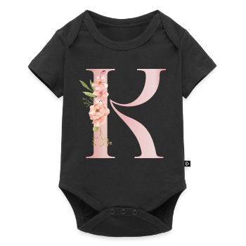Pastel R floral monogram - Baby Premium short-sleeve bodysuit - black - Front