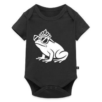 Grenouille avec une couronne et des lunettes de soleil - Body à manches courtes Premium Bébé - noir - Devant