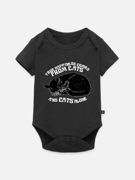 TRUE HAPPINESS COMES FROM CATS - Baby Premium short-sleeve bodysuit - black