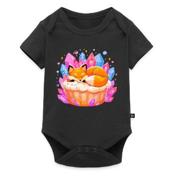 Renard endormi dans un cupcake en cristal - Body à manches courtes Premium Bébé - noir - Devant