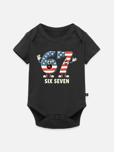 US Flag 67 Memes Six Seven - Baby Premium Kurzarmbody - Schwarz