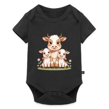 Cow family in spring light - Baby Premium short-sleeve bodysuit - black - Front