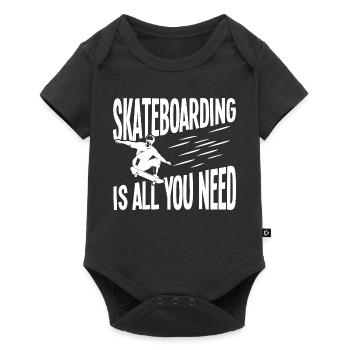 Skateboarding is all you need - Baby Premium short-sleeve bodysuit - black - Front