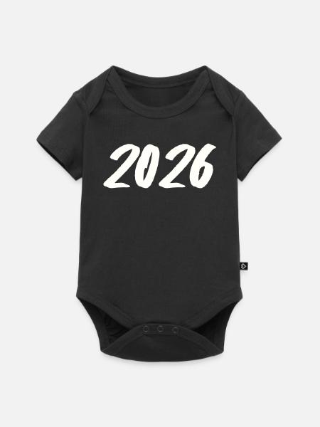 Jahreszahl 2026 Pinselstrich - Baby Premium Kurzarmbody - Schwarz
