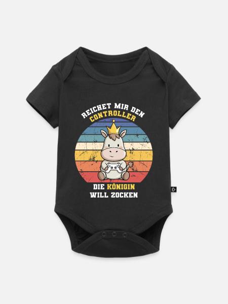 Zocken will die königin - Baby Premium Kurzarmbody - Schwarz