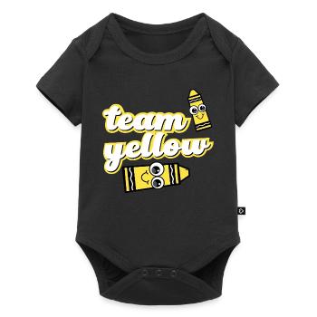 Team Yellow Crayons with Face - Baby Premium short-sleeve bodysuit - black - Front