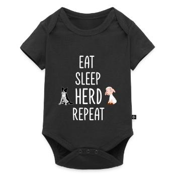 Mange, Dors, Troupeau, Répéte, moutons Border Collie - Body à manches courtes Premium Bébé - noir - Devant