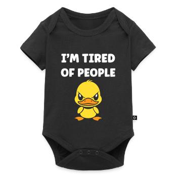 Fed up with people cartoon duck - Baby Premium short-sleeve bodysuit - black - Front