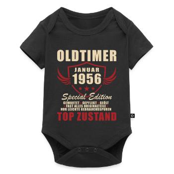 70e anniversaire Original janvier Né en 1956 - Body à manches courtes Premium Bébé - noir - Devant