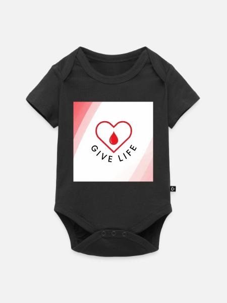 Schenken Sie Leben: Blutspenderherz - Baby Premium Kurzarmbody - Schwarz