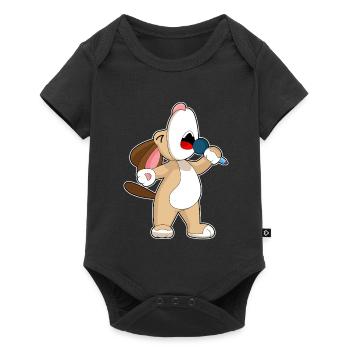 Chanteur de chien Chant au micro - Body à manches courtes Premium Bébé - noir - Devant