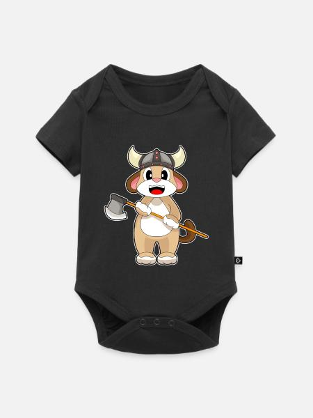 Hund Vikinger Axt - Baby Premium Kurzarmbody - Schwarz
