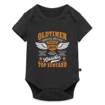 Oldtimer Januar 1976 - Geburtstag - Geschenk - Baby Premium Kurzarmbody - Schwarz - Vorne