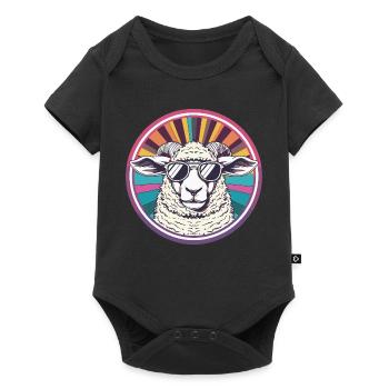 Mouton solaire avec des lunettes de soleil rétro - Body à manches courtes Premium Bébé - noir - Devant