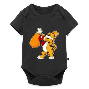 Tiger Boxer Boxsack Boxen - Baby Premium Kurzarmbody - Schwarz - Vorne