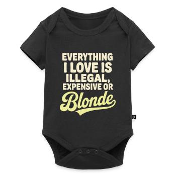 Everything I Love Illegal Expensive Blonde Männer - Baby Premium Kurzarmbody - Schwarz - Vorne