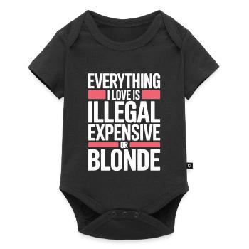Everything I Love Illegal Expensive Blonde Männer - Baby Premium Kurzarmbody - Schwarz - Vorne