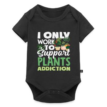 Travailler pour soutenir mon addiction aux plantes - Body à manches courtes Premium Bébé - noir - Devant