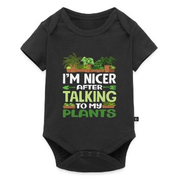 More beautiful after talking to my plants - Baby Premium short-sleeve bodysuit - black - Front