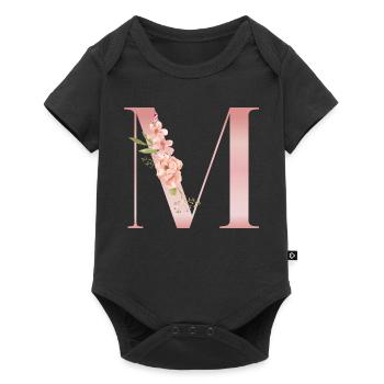 M fleurs roses pastel - Body à manches courtes Premium Bébé - noir - Devant
