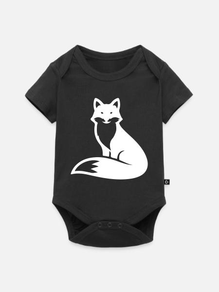Fuchs Tier Silhouette - Baby Premium Kurzarmbody - Schwarz