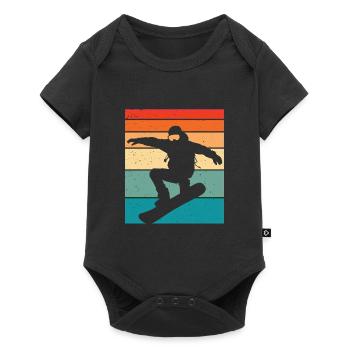 Snowboard rétro - Body à manches courtes Premium Bébé - noir - Devant