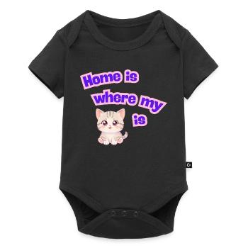 Home is where my cat is - Baby Premium short-sleeve bodysuit - black - Front