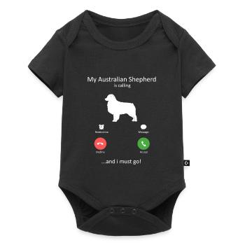 Australian Shepherd Is Calling I Must Go Dog Mom - Baby Premium short-sleeve bodysuit - black - Front