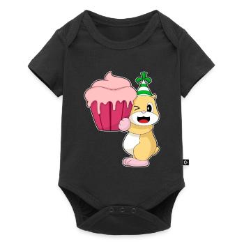 Hamster Birthday Cupcake - Baby Premium short-sleeve bodysuit - black - Front