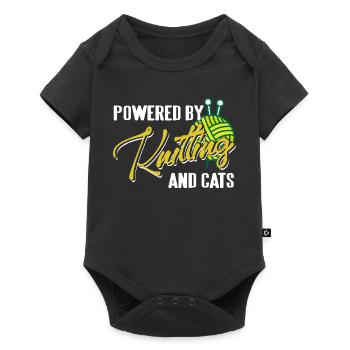 Propulsé par le tricot et la vie humoristique des chats - Body à manches courtes Premium Bébé - noir - Devant
