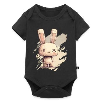 Un lapin mignon aux yeux X - Body à manches courtes Premium Bébé - noir - Devant