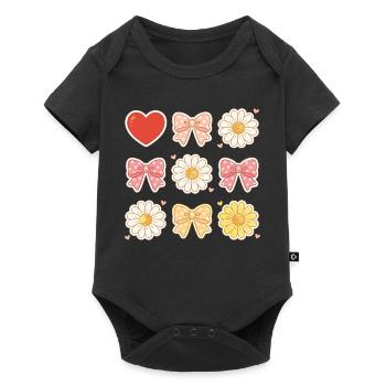 Pastel Daisy Bows Heart Pattern - Baby Premium short-sleeve bodysuit - black - Front
