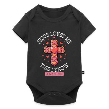 Cross Hearts Jesus Loves Me - Baby Premium short-sleeve bodysuit - black - Front