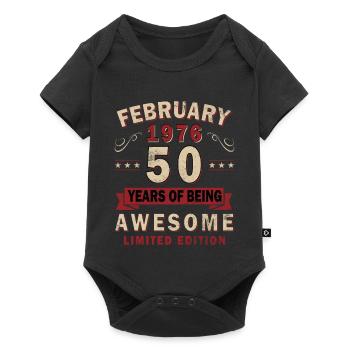 50e anniversaire – Année – février 1976 - Body à manches courtes Premium Bébé - noir - Devant