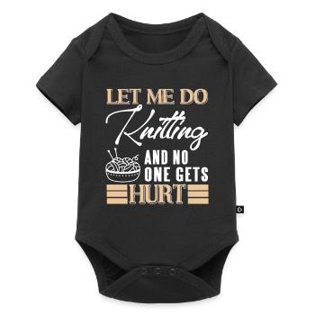 Let Me Knit in Peace Funny Yarn Lover Humor - Baby Premium Kurzarmbody - Schwarz - Vorne