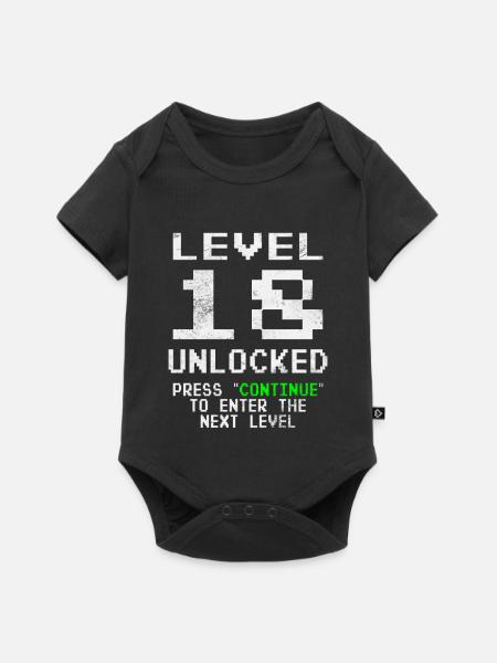 Level 18 Unlocked - Baby Premium Kurzarmbody - Schwarz