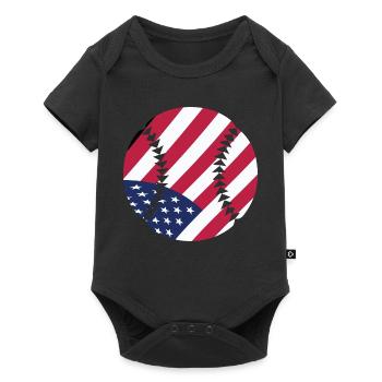 USA Patriotic Softball American Flag Sports Art - Baby Premium short-sleeve bodysuit - black - Front