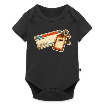 Vintage Airline Ticket Luggage Tag Design - Baby Premium short-sleeve bodysuit - black - Front
