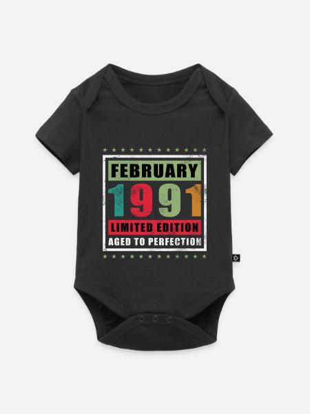 Februar 1991 Jubiläum Februar 1991 Februar - Baby Premium Kurzarmbody - Schwarz