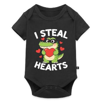 Ich stehle Herzen Alligator - Baby Premium Kurzarmbody - Schwarz - Vorne