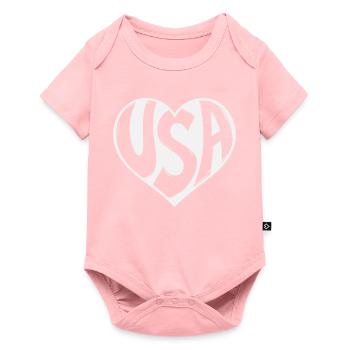 Heart USA Typo - Baby Premium short-sleeve bodysuit - rose - Front