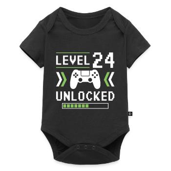 24. Geburtstag Level 24 unlocked - Baby Premium Kurzarmbody - Schwarz - Vorne