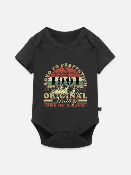 Made in 1991 - Geburtsjahr - Baby Premium Kurzarmbody - Schwarz