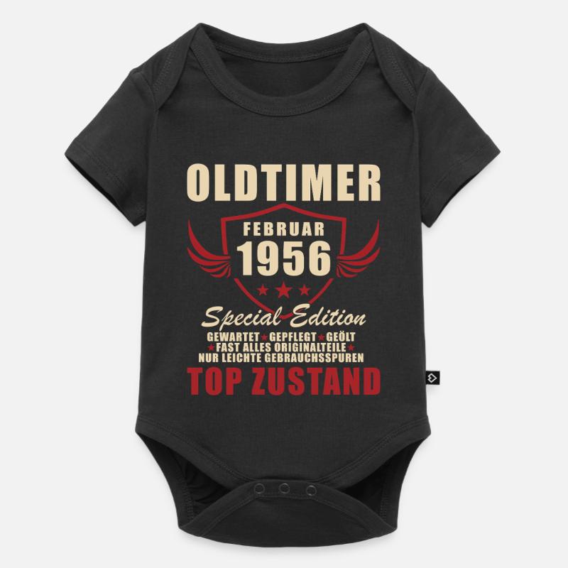 Februar 1956 Geburtstag Oldtimer 1956 - Baby Premium Kurzarmbody - Schwarz