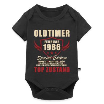 Février 1986 Anniversaire Oldtimer 1986 - Body à manches courtes Premium Bébé - noir - Devant