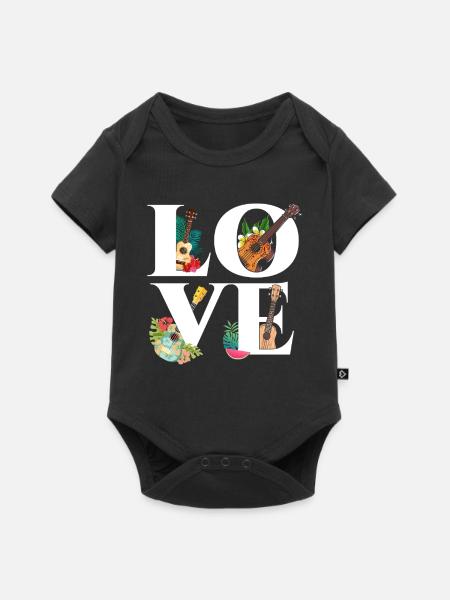 Hawaiian Ukulele Uke Love - Baby Premium Kurzarmbody - Schwarz