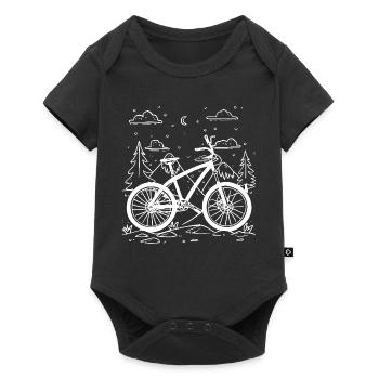 Cartoon Fahrradfahrer - Baby Premium Kurzarmbody - Schwarz - Vorne