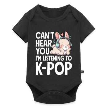 Je ne t’entends pas en écoutant de la K-Pop - Body à manches courtes Premium Bébé - noir - Devant