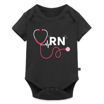 RN Heart Stethoscope Trend Motif - Baby Premium short-sleeve bodysuit - black - Front