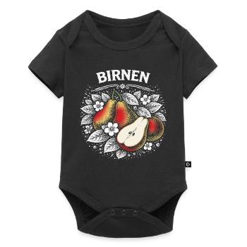 Pear magic in a wreath of flowers - Baby Premium short-sleeve bodysuit - black - Front